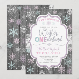 Convite de Aniversário do Winter ONEderland Snowf