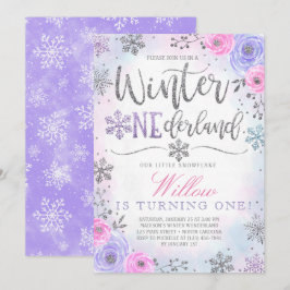 Convite de Aniversário do Winter ONEderland Snowfl