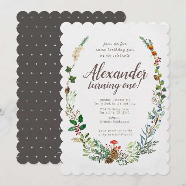 Convite de Aniversário do Woodland (Frente/Verso)