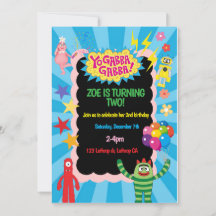 Convite de Aniversário do Yo Gabba Gabba