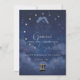 Convite de Aniversário do Zodíaco de Gêmeos
