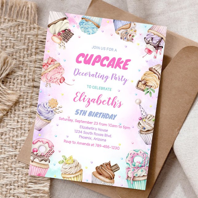 Convite de Aniversário Doce Cupcake (Criador carregado)