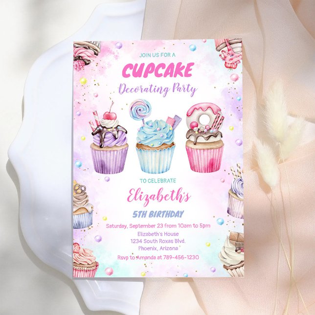 Convite de Aniversário Doce Cupcake (Criador carregado)