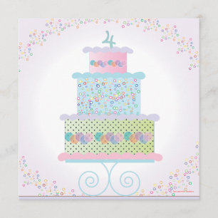 Convite de aniversário doce do bolo de aniversár