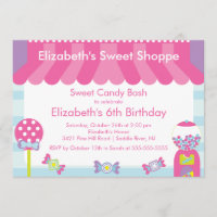 Convite de aniversário doce dos doces da loja