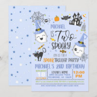 Convite de Aniversário Dois Spooky - Azul