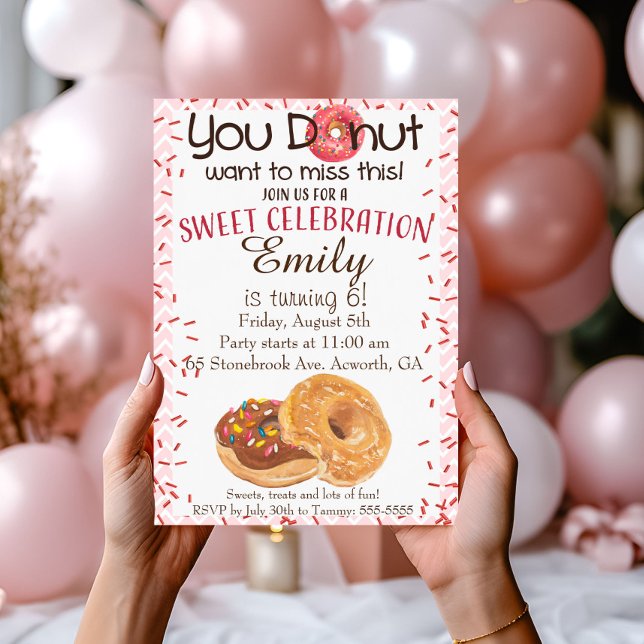 Convite de Aniversário Donut Donut Não Quer Perder (Criador carregado)