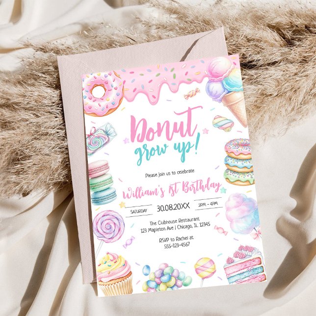 Convite de Aniversário Donut Grow Up Donut (Criador carregado)