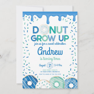Convite de Aniversário Donut Grow Up Menino Azul