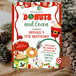 Convite de Aniversário Donuts Verdes e Vermelhos e
