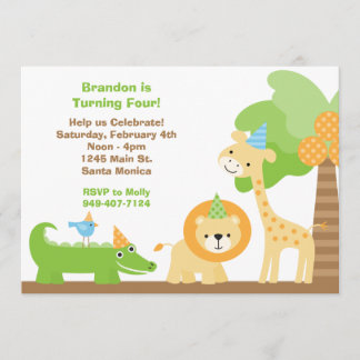 Convite de aniversário dos animais da selva