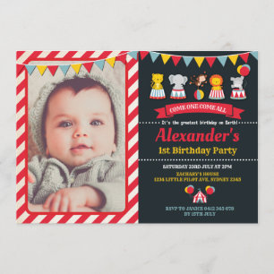 Convite de aniversário dos animais de circo do