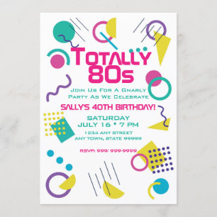 Convite de aniversário dos anos 80 totalmente bril