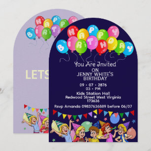 Convite de Aniversário dos Balloon Kids