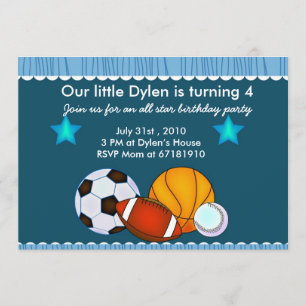 Convite de aniversário dos esportes de All Star