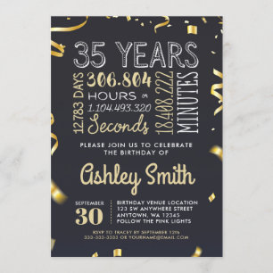 Convite de aniversário Dourado 35 - 35 anos