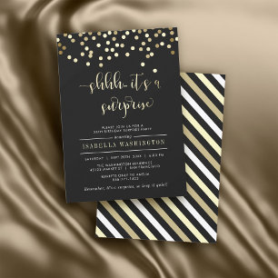 Convite de aniversário Dourado da Confetti Surpres