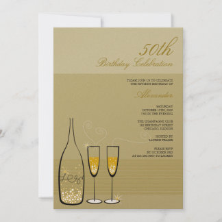 Convite de aniversário Dourado de Marco de Champan