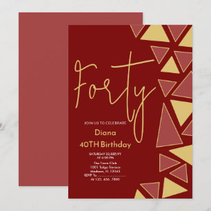 Convite de aniversário Dourado e burgundy
