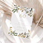 Convite de aniversário Dourado Greenery Fall 60th<br><div class="desc">Este convite de aniversário verde-ouro da 60ª queda é perfeito para uma festa de aniversário moderna. A design apresenta uma fascinante folhagem artística verde e dourada.</div>