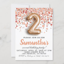 Convite de aniversário Dourado para Rosa segundo