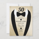 Convite de aniversário Dourado Tuxedo Mens 50th<br><div class="desc">Design cortesia de https://www.etsy.com/shop/teabreakart</div>