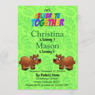 Convite de Aniversário Duplo