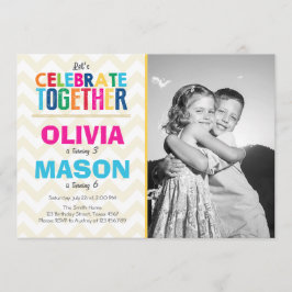 Convite de aniversário duplo conjunto