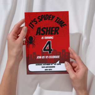 Convite de Aniversário É Hora do Spidey Editável
