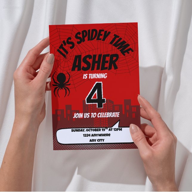 Convite de Aniversário É Hora do Spidey | Editável (Criador carregado)