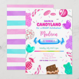 Convite de Aniversário Editável Candy land