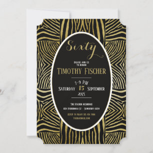 Convite de aniversário Elegant Sixty preto dourado