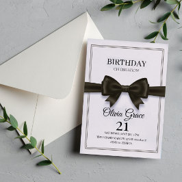 Convite de Aniversário Elegante com Laço Preto