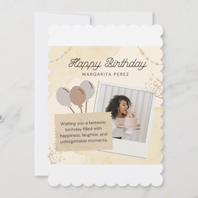 Convite de Aniversário Elegante com Recorte e Foto (Frente)