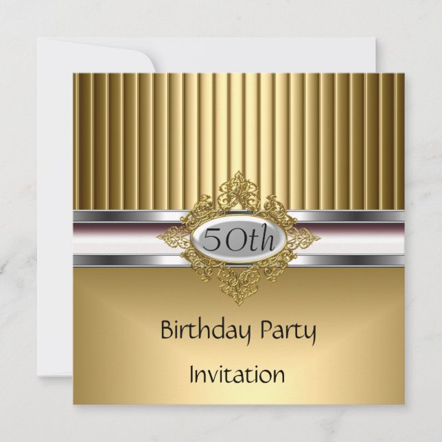 Convite de Aniversário Elegante Dourado (Frente)
