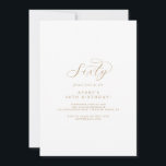 Convite de aniversário Elegante Dourado Script 60t<br><div class="desc">Este elegante guião dourado 60º convite de aniversário é perfeito para uma simples festa de aniversário. O ouro minimalista e o design branco apresentam tipografia romântica rico com estilo de vidro moderno. Personalizável em qualquer cor. Mantenha o design mínimo e a classe, como está, ou personalize-o adicionando seus próprios gráficos...</div>