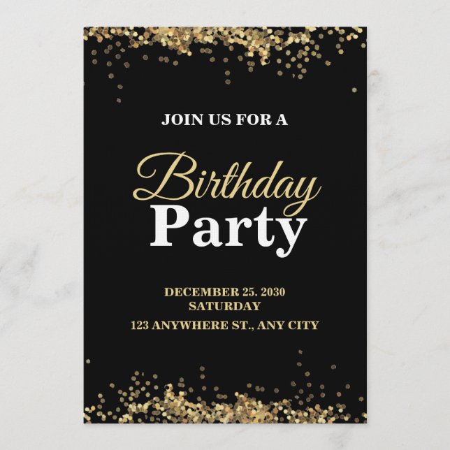 Convite de Aniversário Elegante e Personalizável C (Frente)