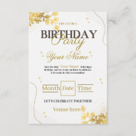 Convite de Aniversário Elegante em Dourado e Branc