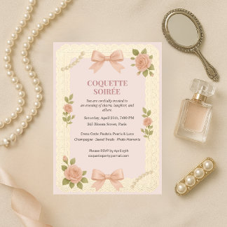 Convite de Aniversário Elegante Soirée Rosa Coquet
