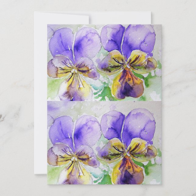 Convite de aniversário em aquarela Purple Viola pa (Frente)