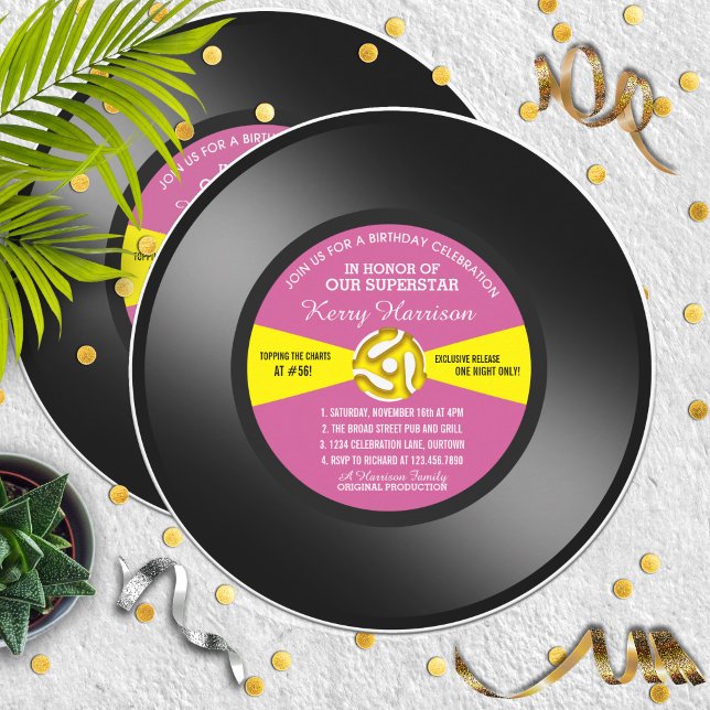 Convite de Aniversário em Vinil 45 Discos (Criador carregado)