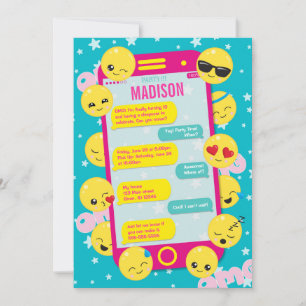 Convite de aniversário Emoji / Texto do telefone c