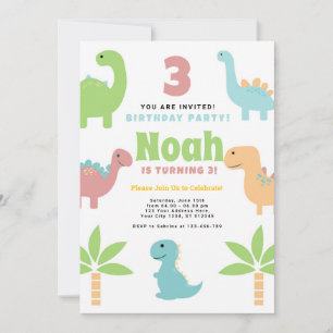 Convite de aniversário Engraçado Dinossauro