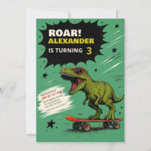 Convite de aniversário engraçado do dinossauro T-R