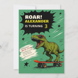 Convite de aniversário engraçado do dinossauro T-R
