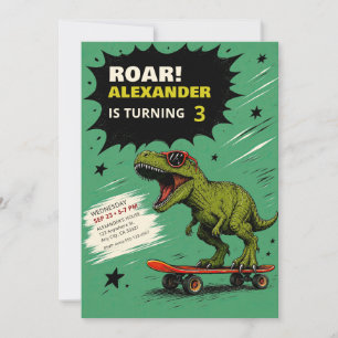 Convite de aniversário engraçado do dinossauro T-R