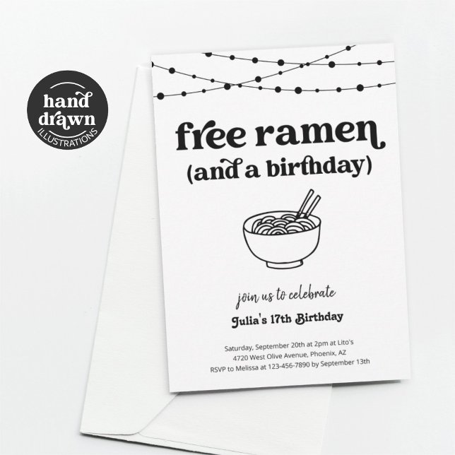 Convite de aniversário Engraçado Free Ramen (Criador carregado)