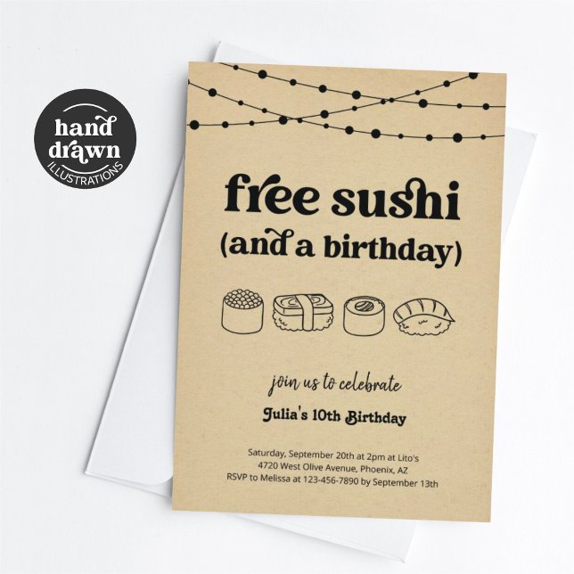 Convite de aniversário Engraçado Free Sushi (Criador carregado)