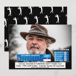 Convite de Aniversário Engraçado para Homens Golf 