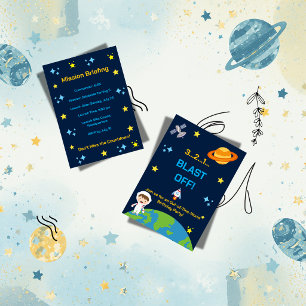 Convite de Aniversário Espacial Astronauta 3 2 1
